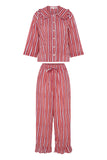 Ecoveeve Frill Pyjama - Pink Stripes - HAYGEN