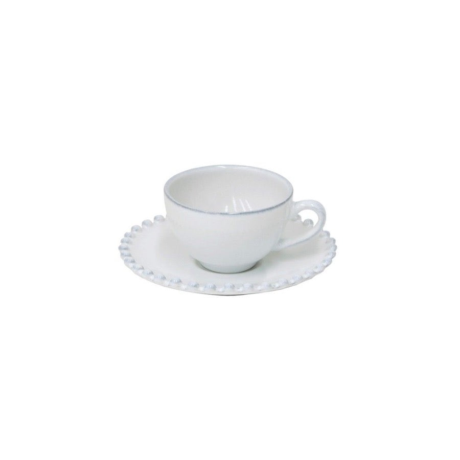 Pearl White Coffee Cups/Saucers - Set of 4 - HAYGEN