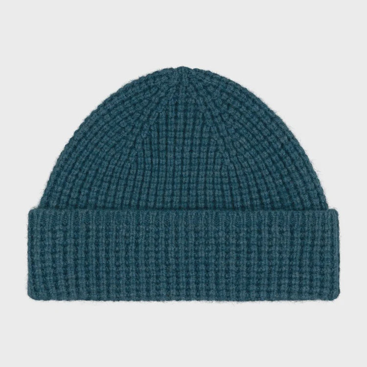 Quinton & Chadwick - Tuck Stitch Angora Beanie Hat in Teal - HAYGEN