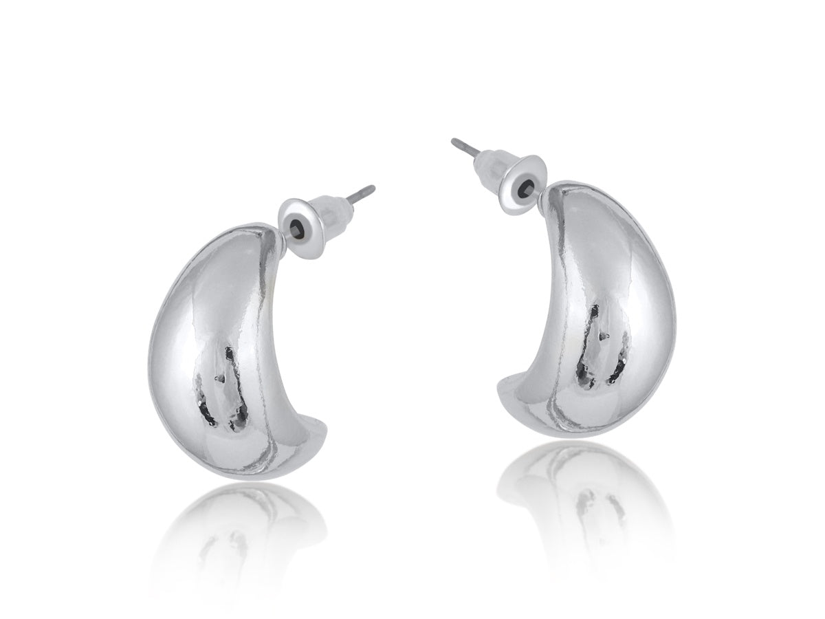 Rose Organic Shape Petal Earrings - Silver Plated