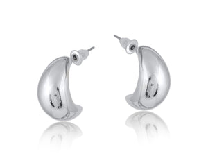 Rose Organic Shape Petal Earrings - Silver Plated
