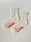 Le Bon Shoppe - Ruffled Hugger Crew Socks - Vanilla/Red - HAYGEN