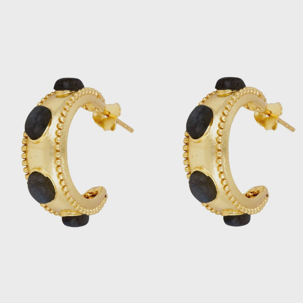 Daphne Black Onyx Hoop Earrings
