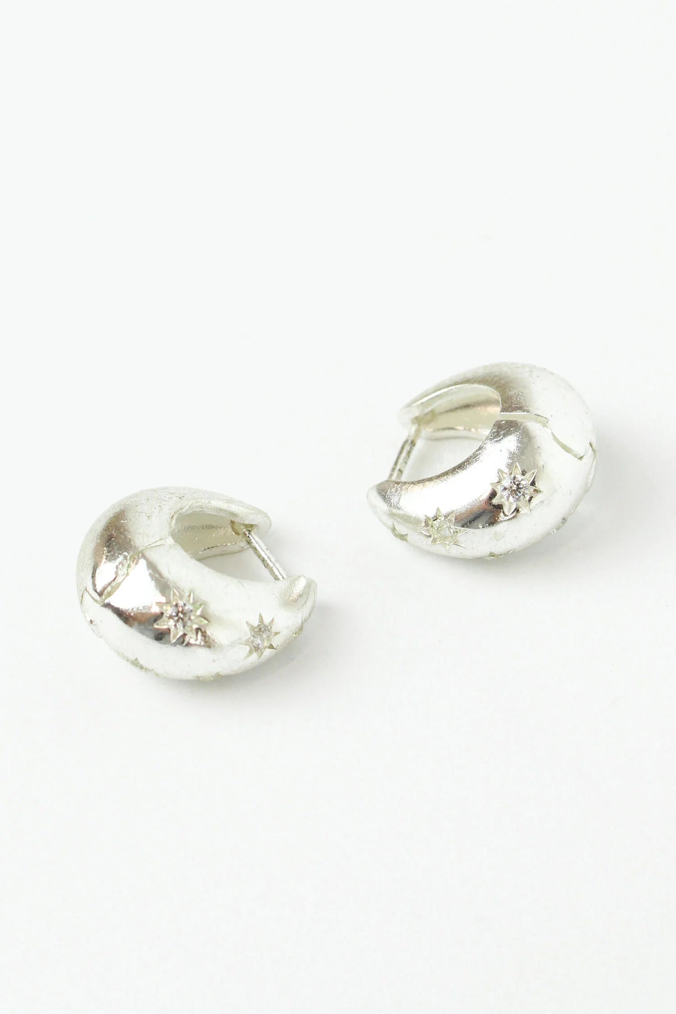 Silver and CZ Chunky Hoops - HAYGEN