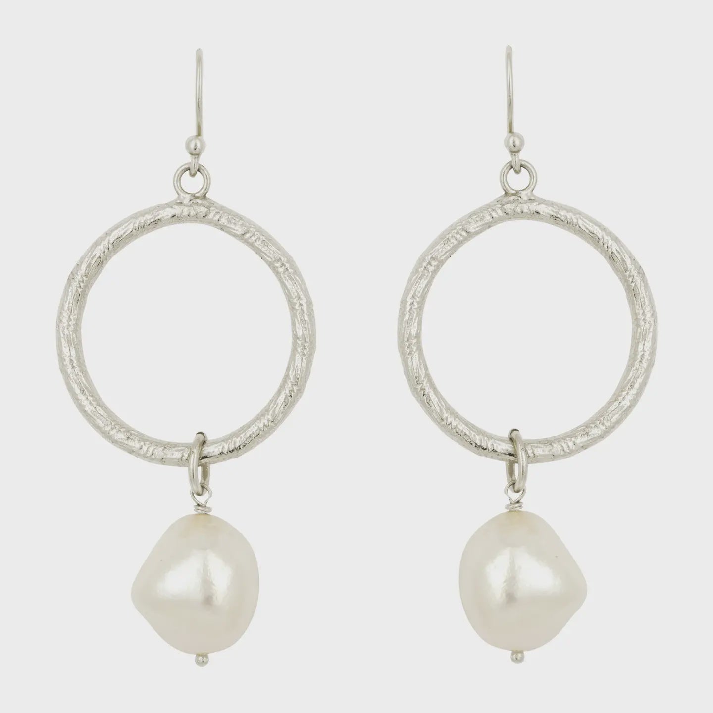 Margot Silver Pearl Hoop Earrings