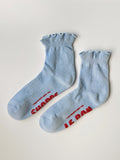 Le Bon Shoppe  - Ruffled Hugger Crew Socks - Periwinkle / Red - HAYGEN