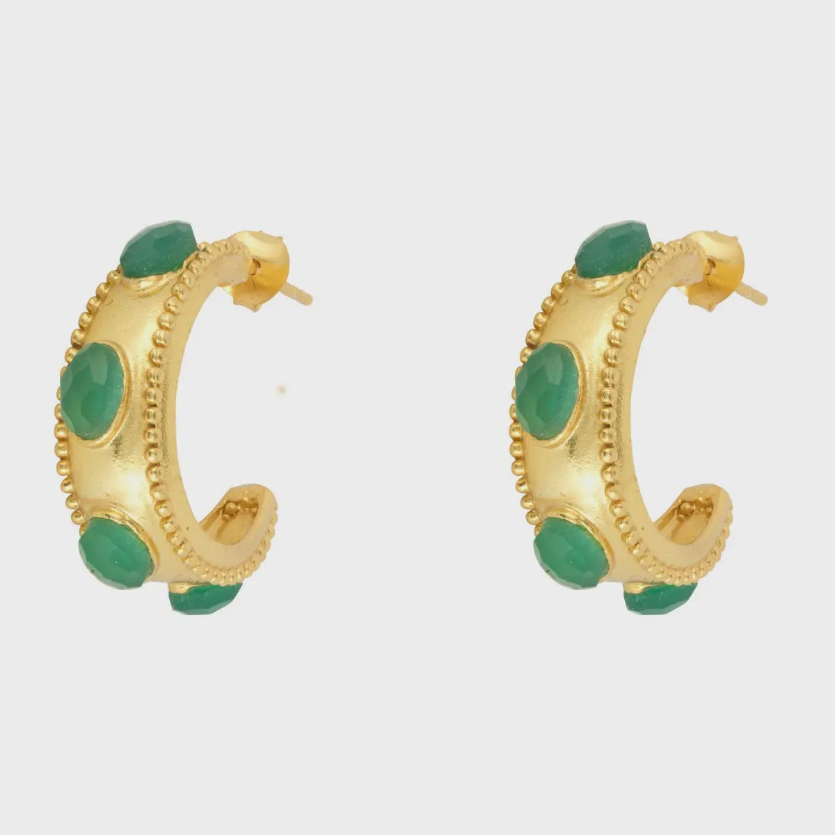 Daphne Green Agate Hoop Earrings
