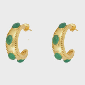 Daphne Green Agate Hoop Earrings