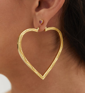 Anna + Nina - Funky Love Hoop Earrings Goldplated - HAYGEN