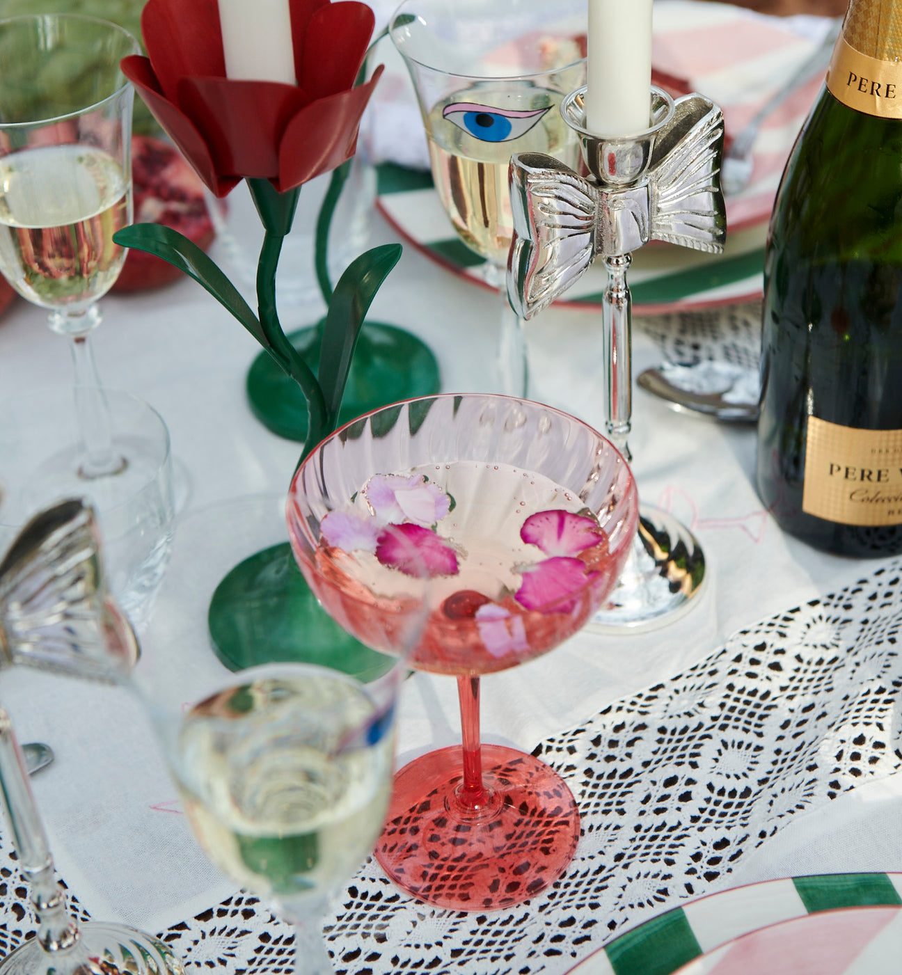 Anna + Nina - Garden Pink Champagne Glass - HAYGEN