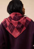 TBCO - Large Merino Wool Triangle Scarf in Berry Argyle - HAYGEN
