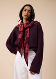 TBCO - Large Merino Wool Triangle Scarf in Berry Argyle - HAYGEN