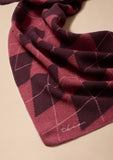 TBCO - Large Merino Wool Triangle Scarf in Berry Argyle - HAYGEN