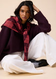 TBCO - Large Merino Wool Triangle Scarf in Berry Argyle - HAYGEN