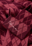 TBCO - Merino Wool Skinny Scarf in Berry Argyle - HAYGEN