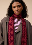 TBCO - Merino Wool Skinny Scarf in Berry Argyle - HAYGEN