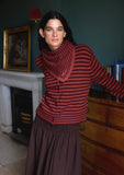 TBCO - Merino Wool Triangle Scarf in Berry Stripe - HAYGEN