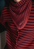 TBCO - Merino Wool Triangle Scarf in Berry Stripe - HAYGEN