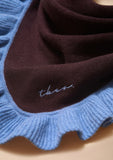 TBCO -Large Merino Wool Triangle Scarf in Brown Ruffle - HAYGEN