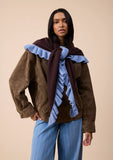TBCO -Large Merino Wool Triangle Scarf in Brown Ruffle - HAYGEN