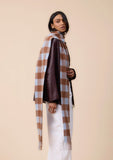 TBCO - Lambswool Skinny Scarf in Brown & Blue Gingham - HAYGEN