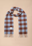 TBCO - Lambswool Skinny Scarf in Brown & Blue Gingham - HAYGEN