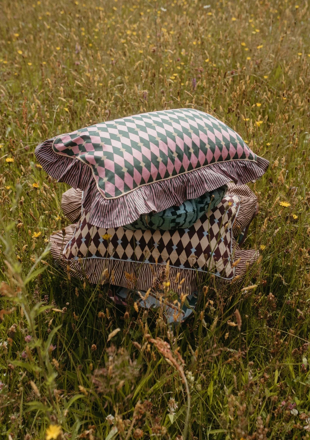 Tbco - Cotton Cushion Cover Camel Harlequin