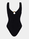 Hunza G - Celine Crinkle Swimsuit - Black - HAYGEN