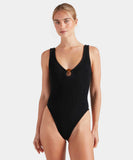 Hunza G - Celine Crinkle Swimsuit - Black - HAYGEN