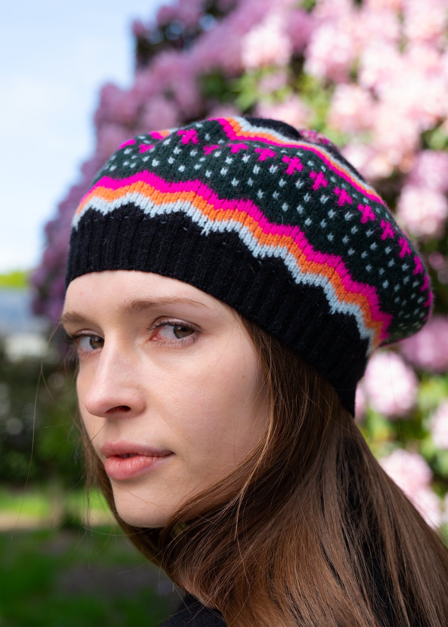 Quinton & Chadwick - Zig Zag Pattern Beret in Pink - HAYGEN