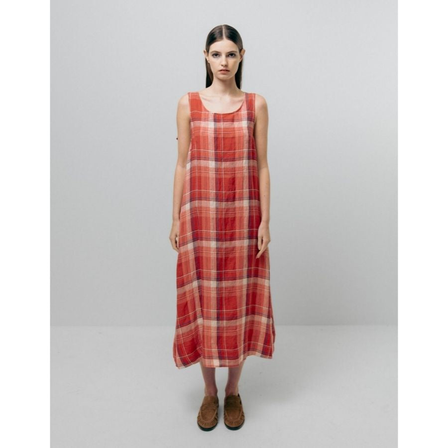 Emin & Paul - Red Check Tie Detail Dress - HAYGEN