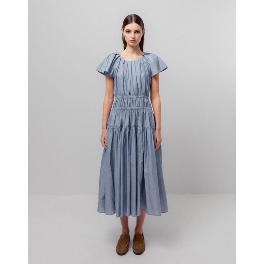 Emin & Paul - Body Fit Volume Dress - Sky - HAYGEN