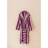 Tbco - Terry Cotton Bath Robe  Burgundy Stripe
