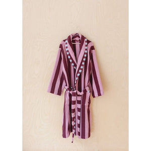 Tbco - Terry Cotton Bath Robe  Burgundy Stripe