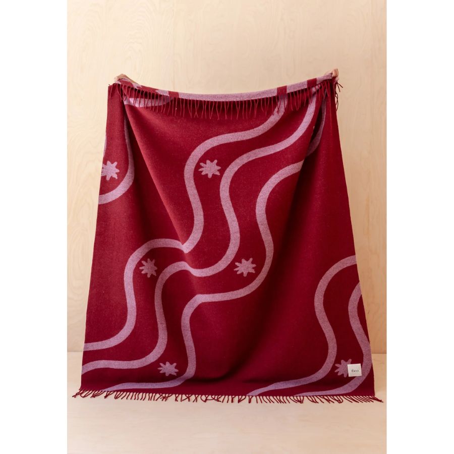 Tbco - Lambswool Blanket Red Wave Jacquard