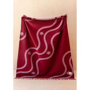 Tbco - Lambswool Blanket Red Wave Jacquard