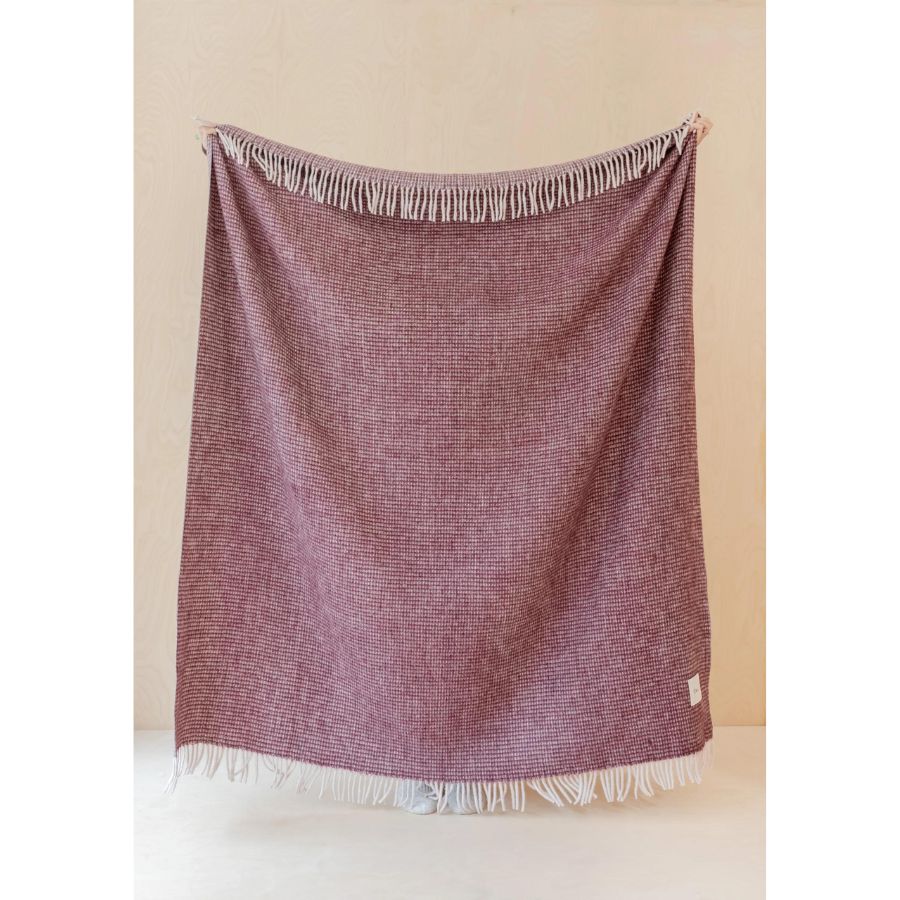 The Tartan Blanket Co. - Recycled Wool Blanket in Berry Waffle - HAYGEN