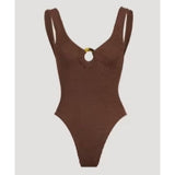 Hunza G - Celine Crinkle Swim Suit - Metallic Chocolate - HAYGEN