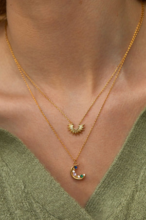Multi CZ Moon Necklace - HAYGEN