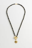 Black Agate Star Charm T-Bar Necklace - Gold Plated - HAYGEN