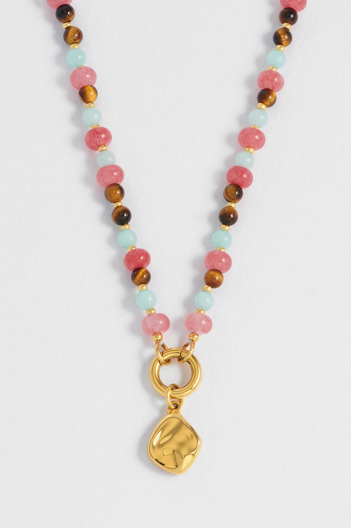 Multi Facet Gemstone Spring Clasp Necklace - HAYGEN