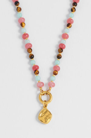 Multi Facet Gemstone Spring Clasp Necklace - HAYGEN