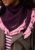 TBCO - Merino Wool Triangle Scarf in Fig Double Ruffle - HAYGEN