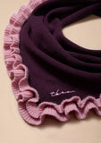 TBCO - Merino Wool Triangle Scarf in Fig Double Ruffle - HAYGEN