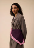 TBCO - Merino Wool Triangle Scarf in Fig Double Ruffle - HAYGEN