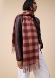 TBCO - Lambswool Oversized Scarf in Fig Gingham - HAYGEN