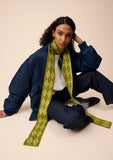 TBCO - Merino Wool Skinny Scarf in Green Argyle - HAYGEN