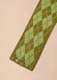 TBCO - Merino Wool Skinny Scarf in Green Argyle - HAYGEN