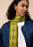 TBCO - Merino Wool Skinny Scarf in Green Argyle - HAYGEN