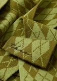 TBCO - Merino Wool Skinny Scarf in Green Argyle - HAYGEN